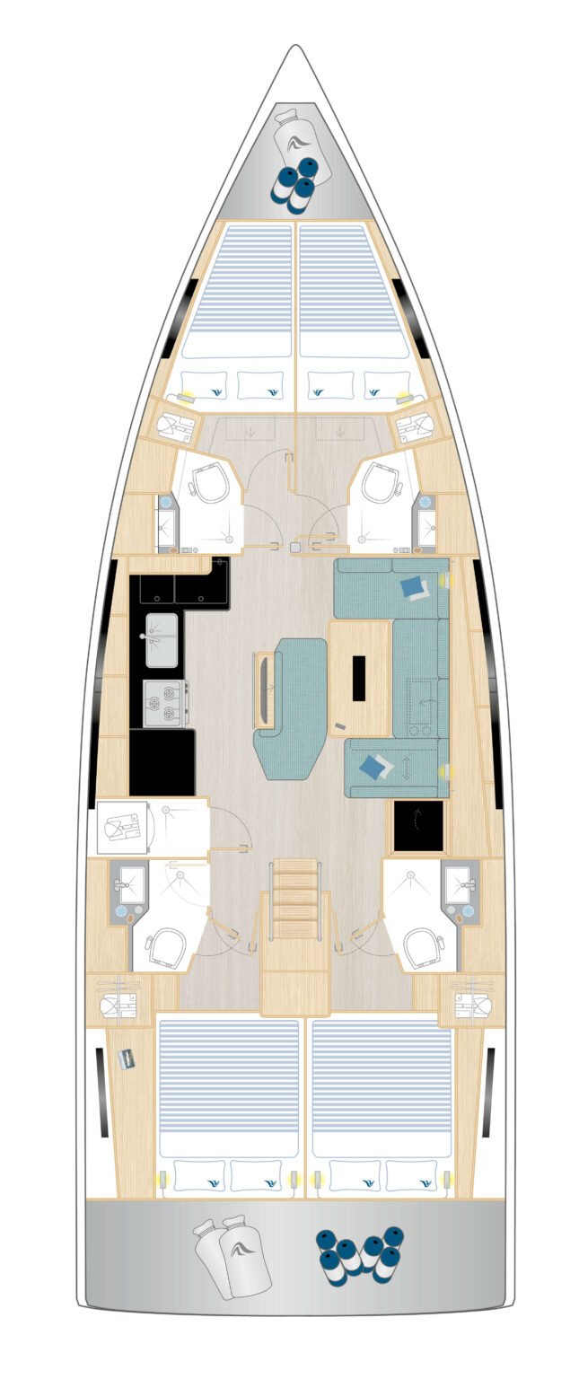Hanse 461 Layout 4-Cabin