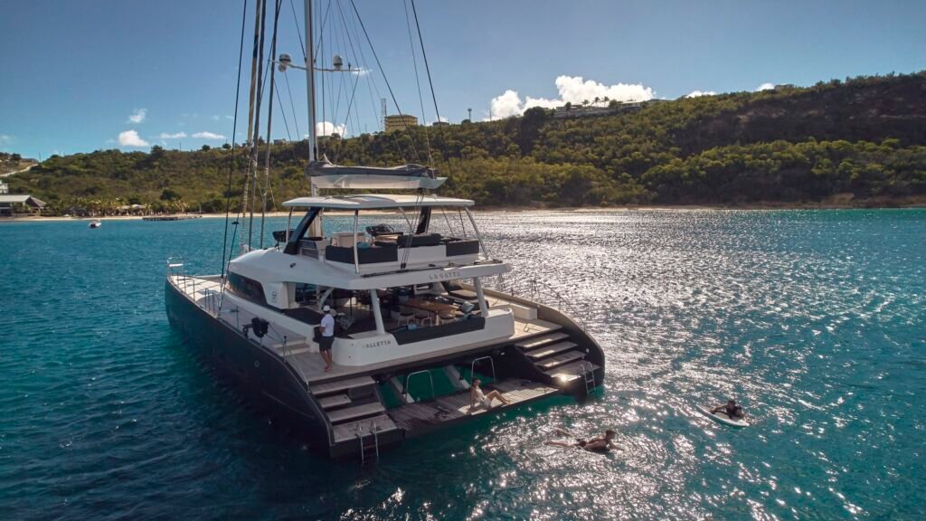 S/Y La Gatta aerial at anchor