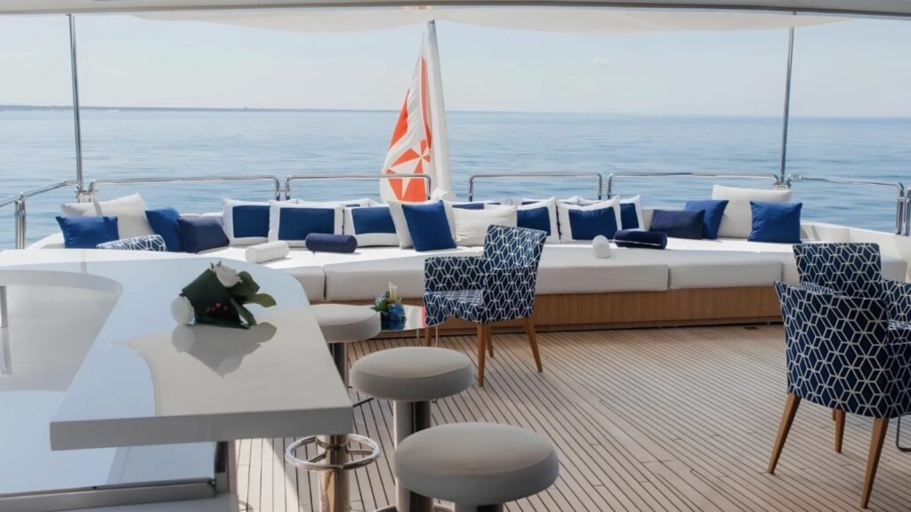 40m superyacht, aft deck and tender, Barcelona Balearics charter