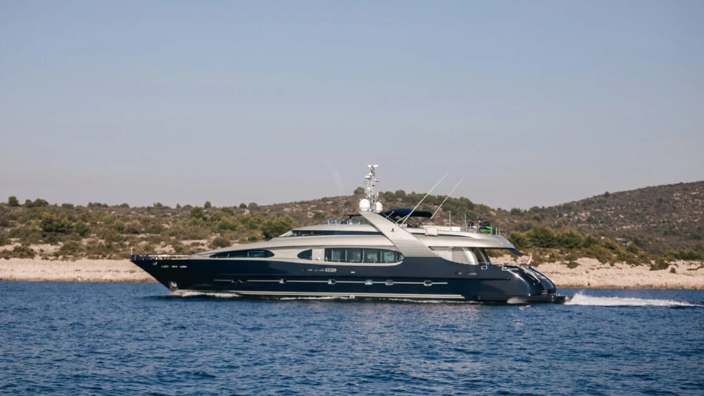 ONE BLUE - profile at anchor off the Croatian coast