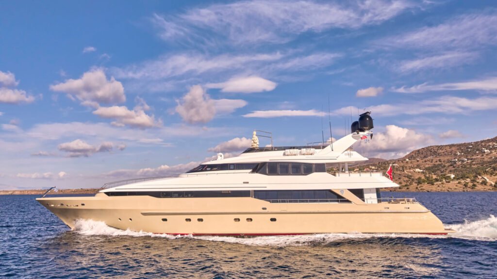 Heesen Yachts for Charter in Harbour Island, exterior profile at anchor