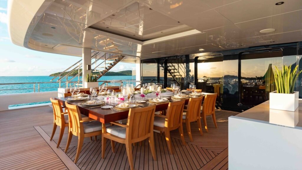 70m charter yacht deck
