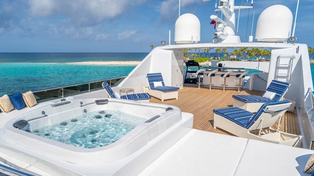M/Y Relentless Trinity Yachts sundeck jacuzzi