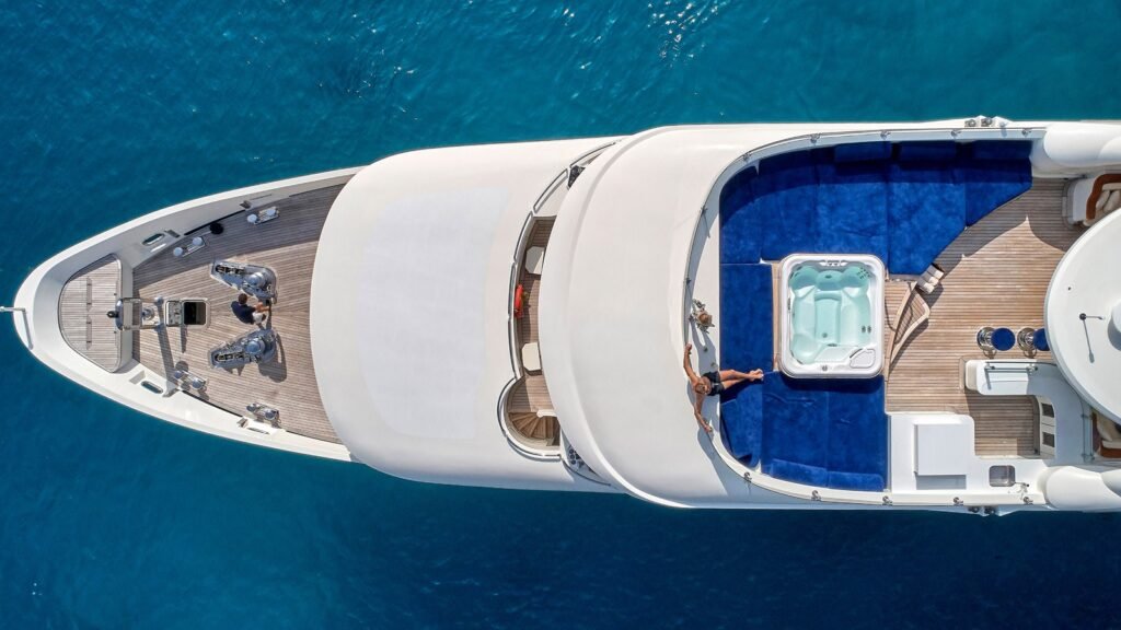 Serenity II aerial with deck spa pool