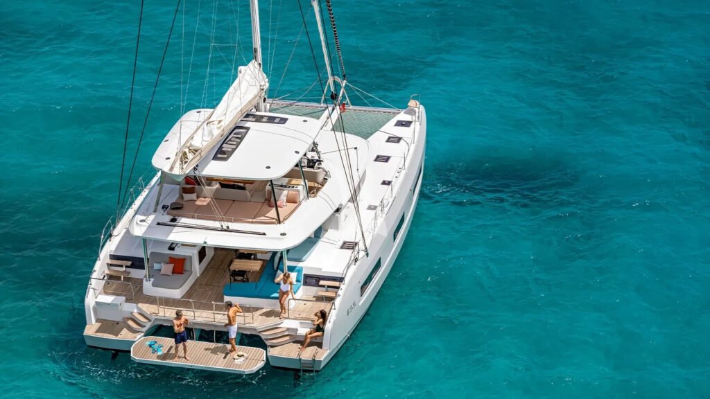 SOFIA - aerial view at anchor in a turquoise bay