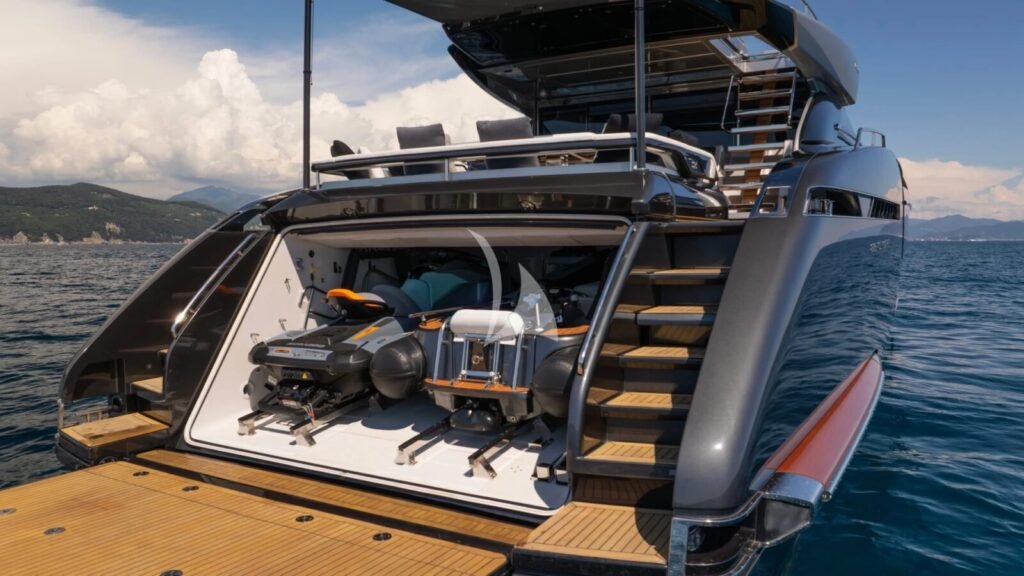 SPACE COWBOY Riva 88 Folgore beach club and swim platform