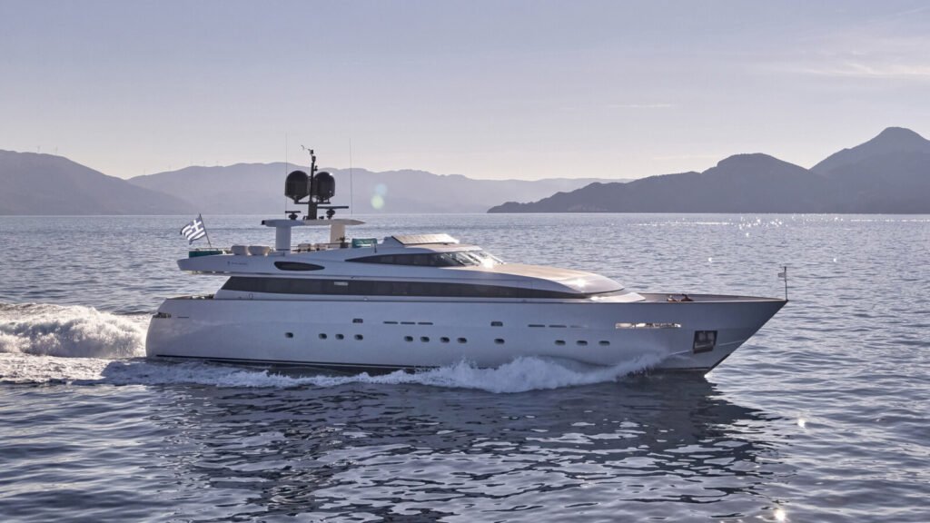 34m charter yacht, anchored in Dalmatian waters