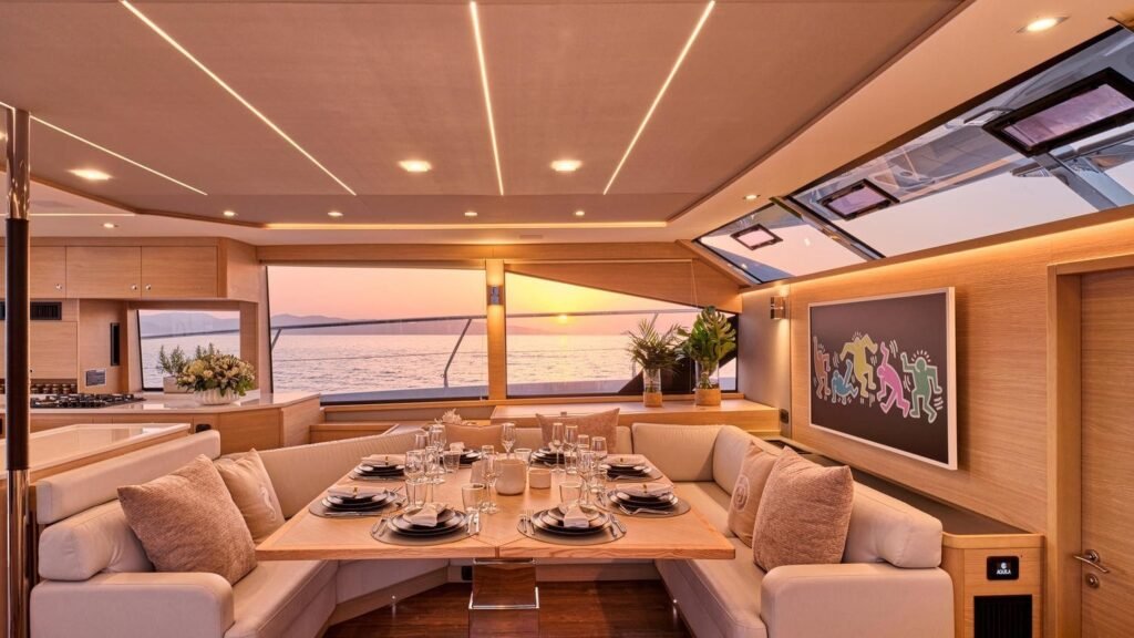 Explorion salon dining at sunset
