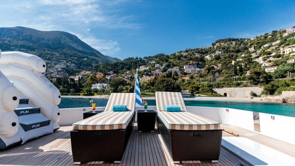 Paros charter yacht, sun deck