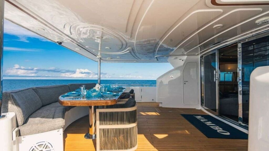 Aft deck dining aboard MAMBO