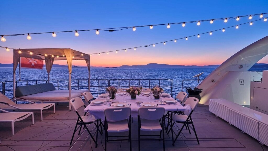 Sundeck dining on board SAMARA