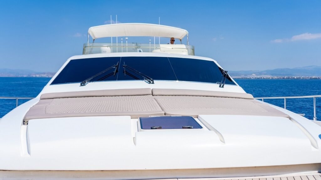 Ferretti charter yacht near Saint-Jean-Cap-Ferrat, aft deck