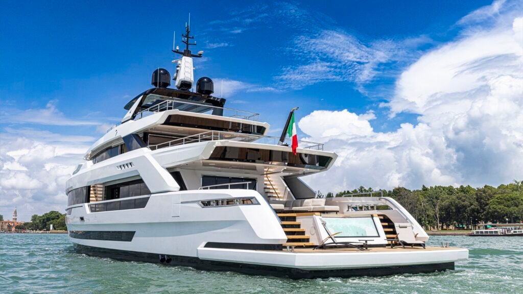 Ocean King Ducale 120 aft deck with swimming pool