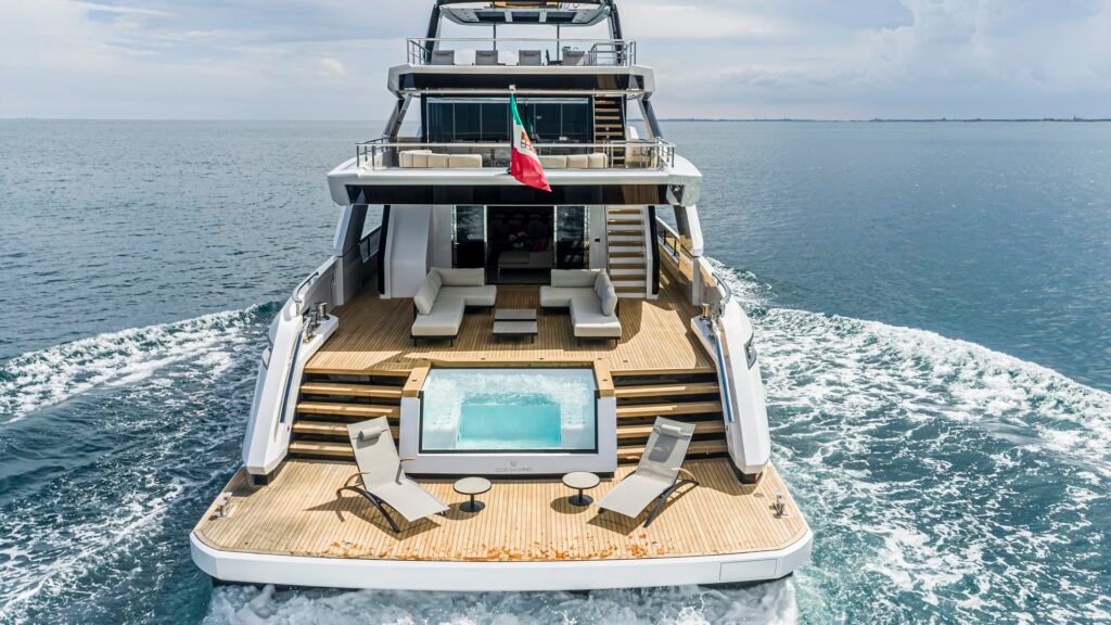 Ocean King Ducale 120 aft pool under way
