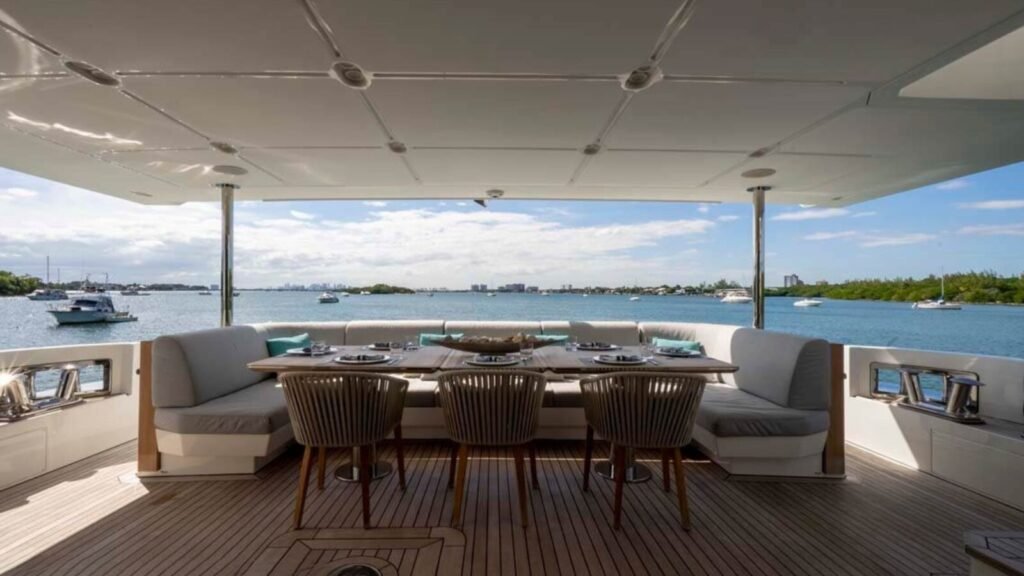 ALEGRIA aft deck dining with sea views