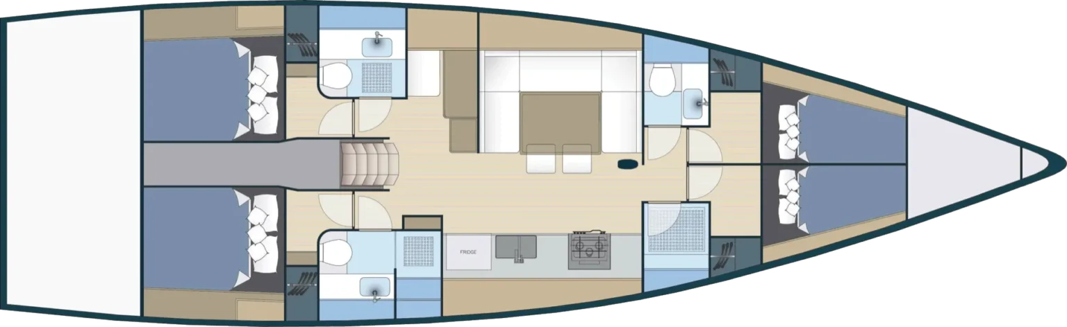 More 50 four-cabin side-galley arrangement