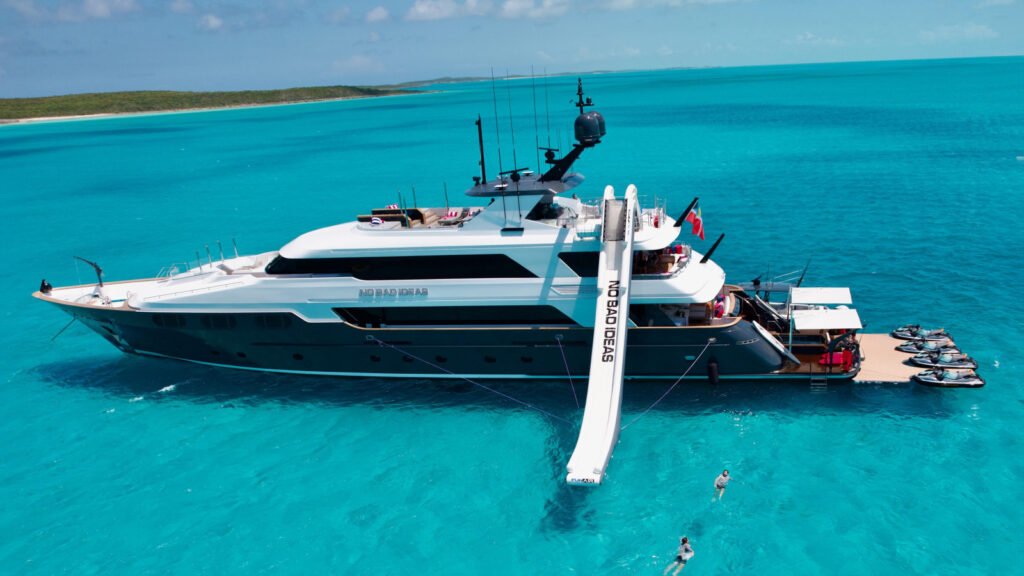 NO BAD IDEAS Trinity superyacht at anchor