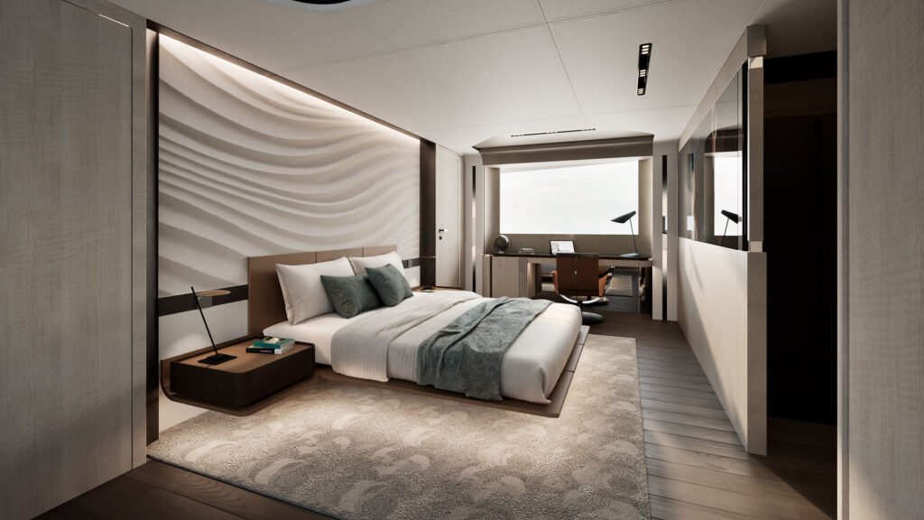 ISA Viper 130 owner's suite interior